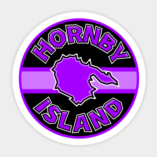 Hornby Island, BC Round Text in Bright Purple - Violet - Hornby Island Sticker